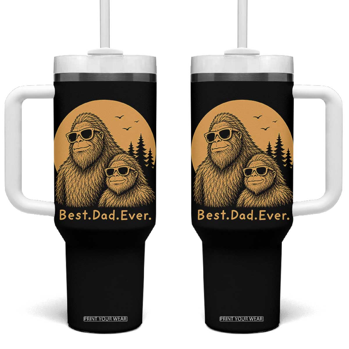 Vintage Best Dad Ever Bigfoot Papa Fathers Day Tumbler With Handle TS11 One Size: 40 oz Black Print Your Wear