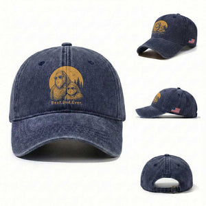 Vintage Best Dad Ever Bigfoot Papa Fathers Day Washed Cotton Baseball Cap TS11 Washed Cap Universal Fit Navy Print Your Wear