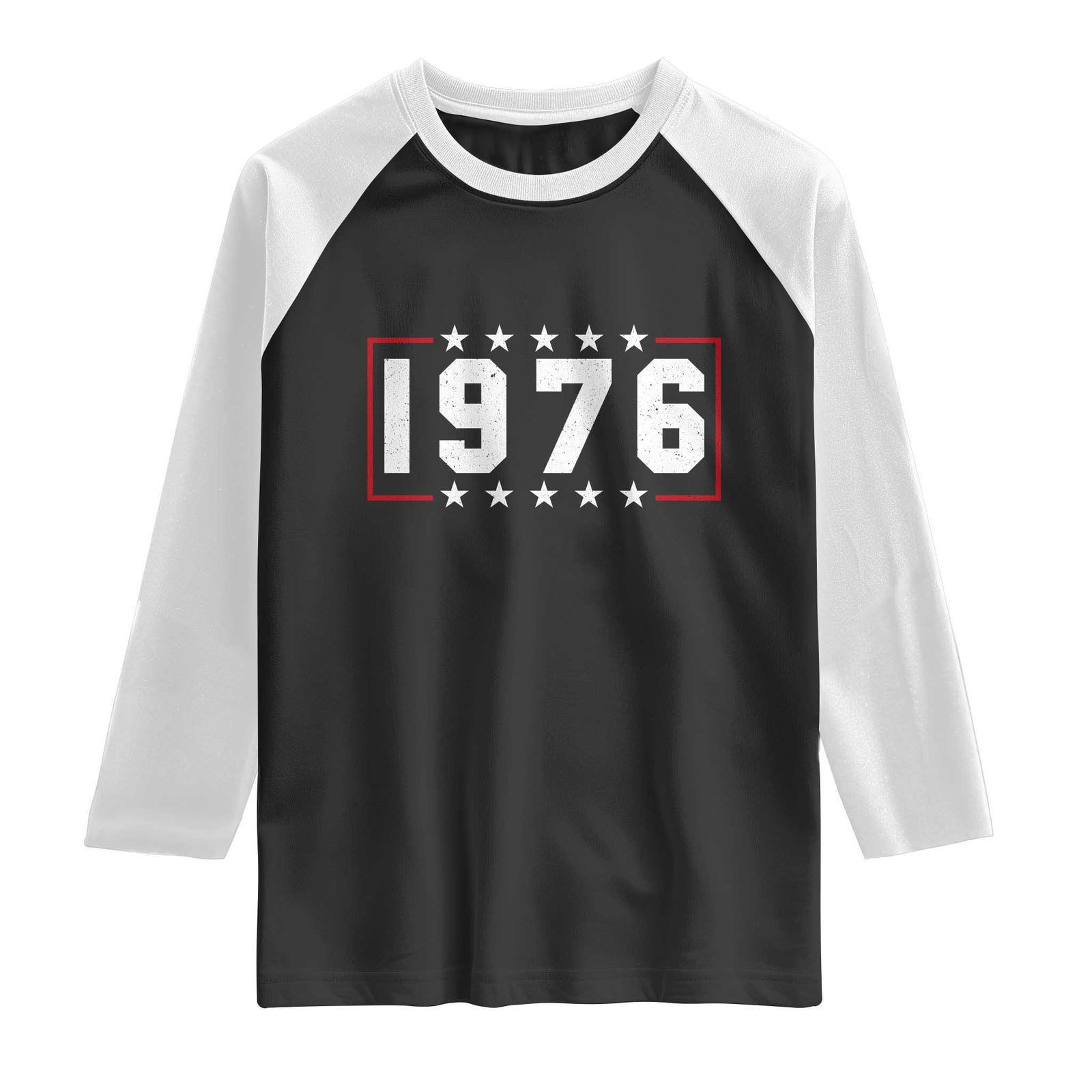 50th Birthday Raglan Shirt Vintage 1976 50 Years Old Birthday Stars And Stripes TS11 Black White Print Your Wear
