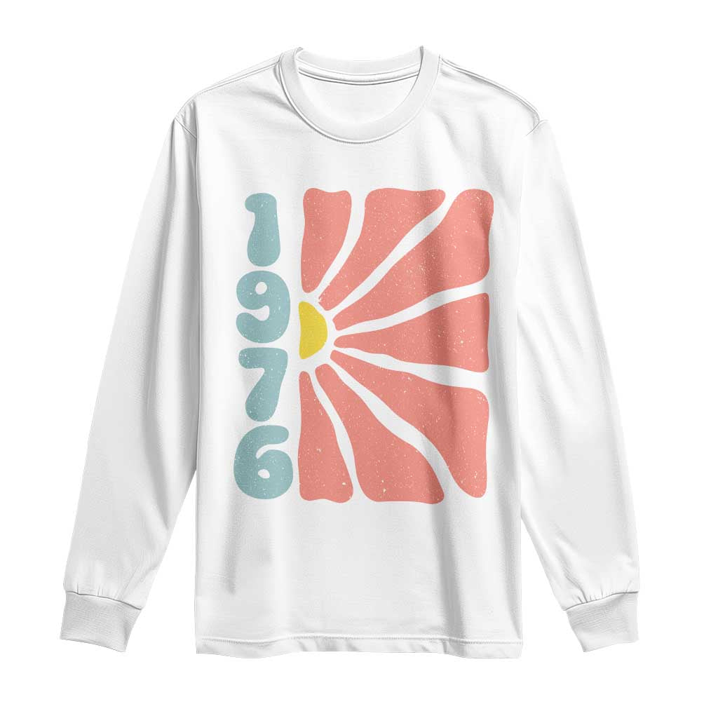 50th Birthday Long Sleeve Shirt Vintage 1976 Boho Flowers 50 Years Old Birthday TS11 White Print Your Wear