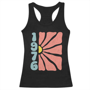 50th Birthday Racerback Tank Top Vintage 1976 Boho Flowers 50 Years Old Birthday TS11 Black Print Your Wear