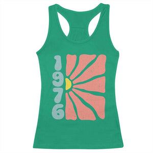 50th Birthday Racerback Tank Top Vintage 1976 Boho Flowers 50 Years Old Birthday TS11 Irish Green Print Your Wear