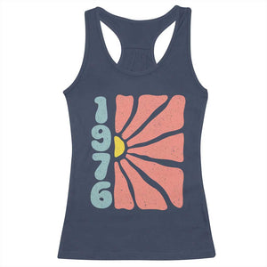 50th Birthday Racerback Tank Top Vintage 1976 Boho Flowers 50 Years Old Birthday TS11 Navy Print Your Wear