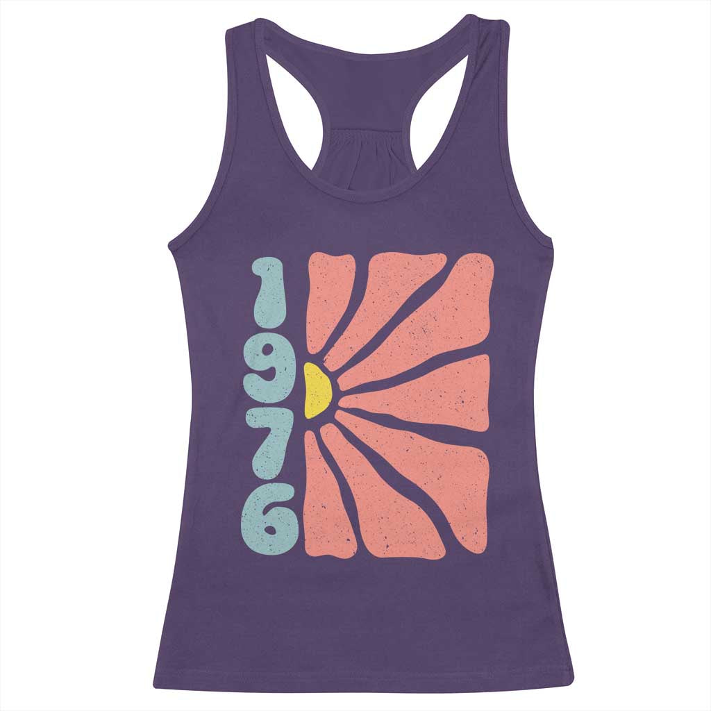 50th Birthday Racerback Tank Top Vintage 1976 Boho Flowers 50 Years Old Birthday TS11 Purple Print Your Wear