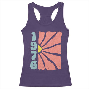 50th Birthday Racerback Tank Top Vintage 1976 Boho Flowers 50 Years Old Birthday TS11 Purple Print Your Wear