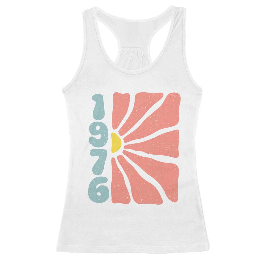 50th Birthday Racerback Tank Top Vintage 1976 Boho Flowers 50 Years Old Birthday TS11 White Print Your Wear