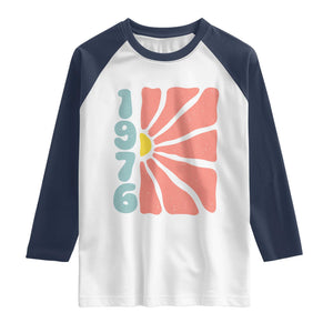 50th Birthday Raglan Shirt Vintage 1976 Boho Flowers 50 Years Old Birthday TS11 White Navy Print Your Wear