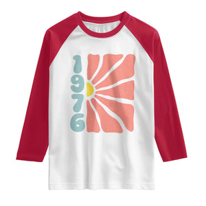 50th Birthday Raglan Shirt Vintage 1976 Boho Flowers 50 Years Old Birthday TS11 White Red Print Your Wear