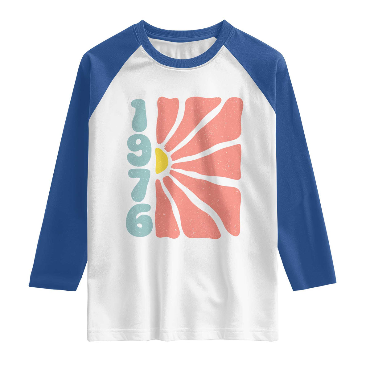 50th Birthday Raglan Shirt Vintage 1976 Boho Flowers 50 Years Old Birthday TS11 White Royal Print Your Wear