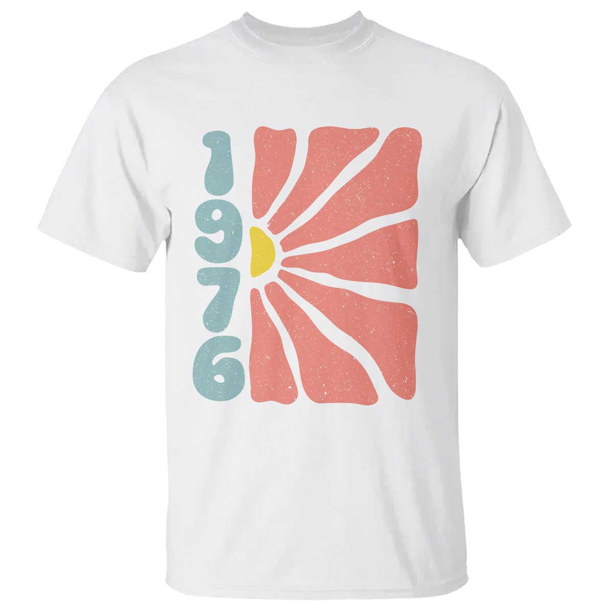50th Birthday T Shirt Vintage 1976 Boho Flowers 50 Years Old Birthday TS11 White Print Your Wear