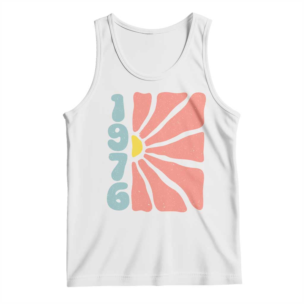 50th Birthday Tank Top Vintage 1976 Boho Flowers 50 Years Old Birthday TS11 White Print Your Wear