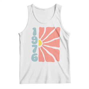 50th Birthday Tank Top Vintage 1976 Boho Flowers 50 Years Old Birthday TS11 White Print Your Wear