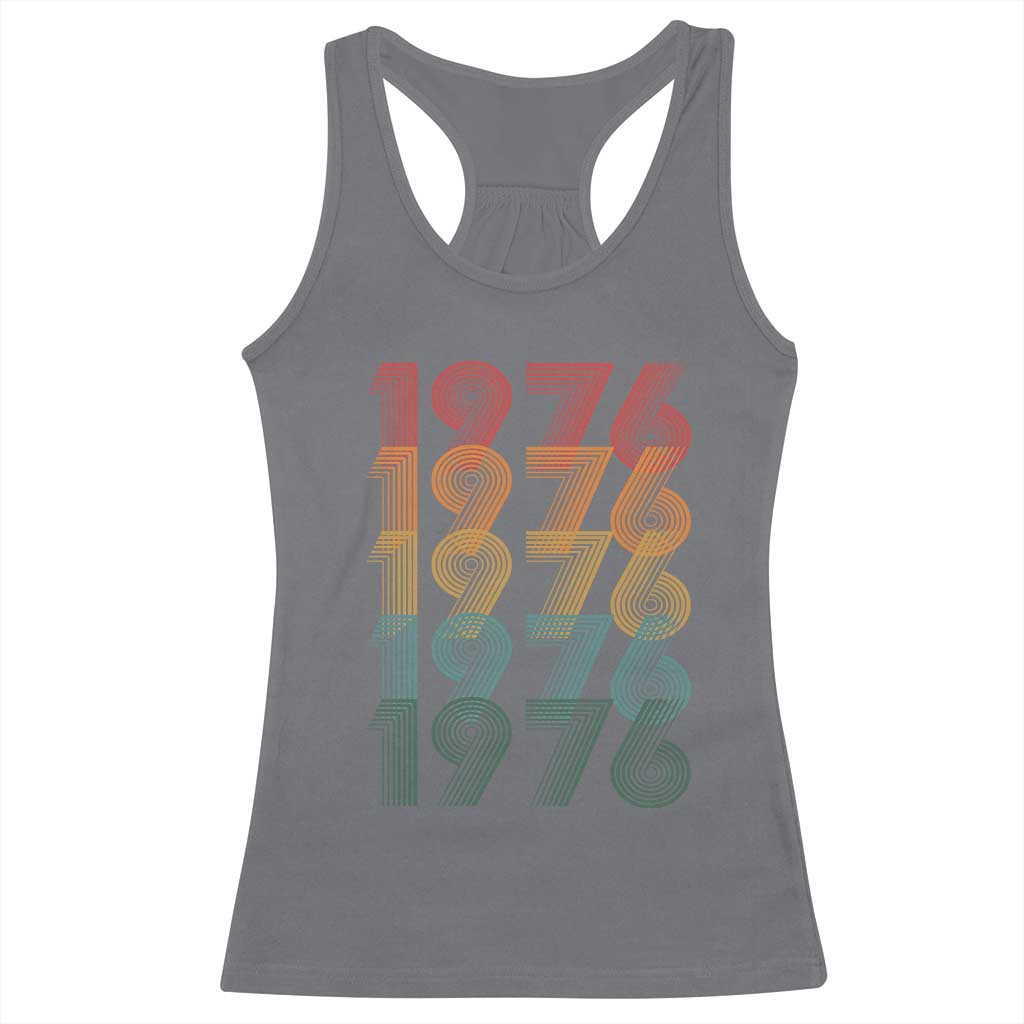 50th Birthday Racerback Tank Top Vintage 1976 Retro 50 Years Old Birthday TS11 Charcoal Print Your Wear