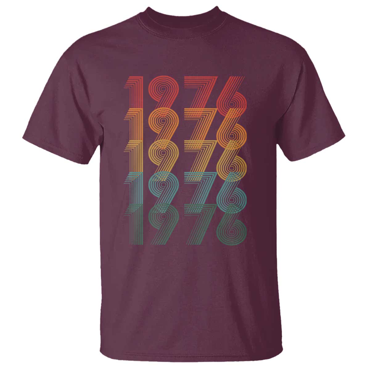 50th Birthday T Shirt Vintage 1976 Retro 50 Years Old Birthday TS11 Maroon Print Your Wear