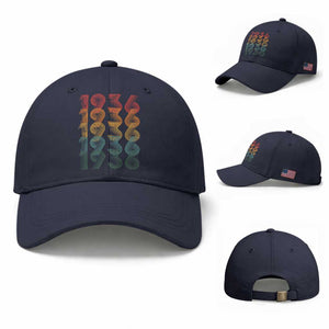 90th Birthday Baseball Cap Vintage 1936 Retro 90 Years Old Birthday TS11 Baseball Cap Universal Fit Navy Print Your Wear