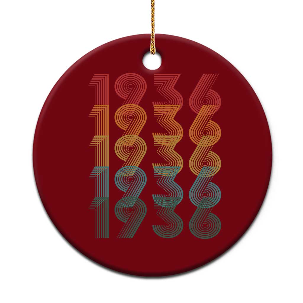 90th Birthday Ceramic Ornament Vintage 1936 Retro 90 Years Old Birthday TS11 1pc Red Print Your Wear