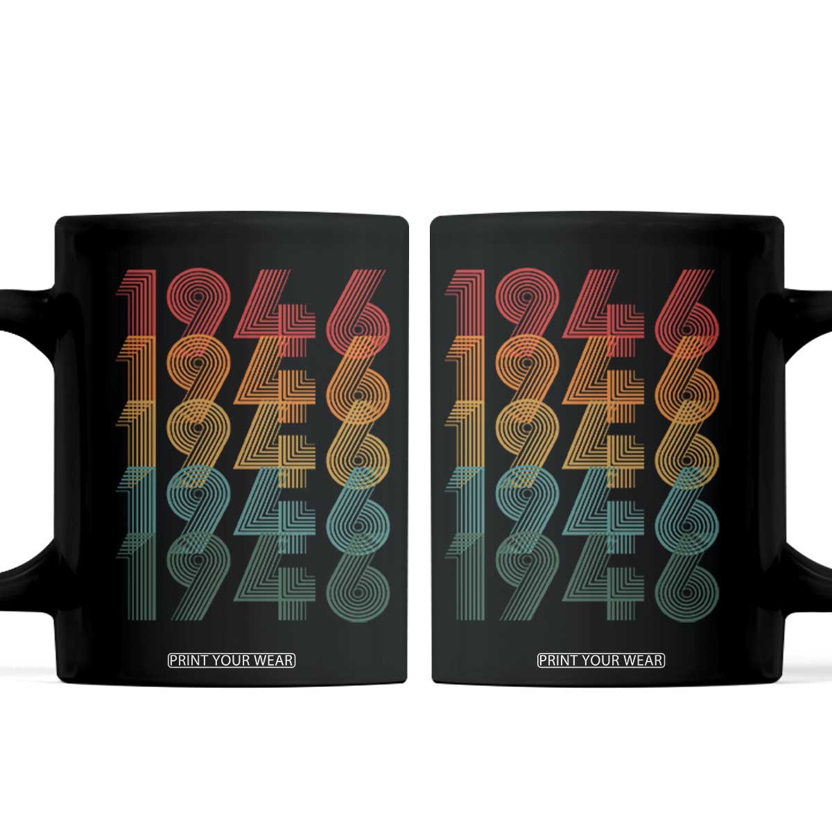 80th Birthday Coffee Mug Vintage 1946 Retro 80 Years Old Birthday TS11 Black Print Your Wear
