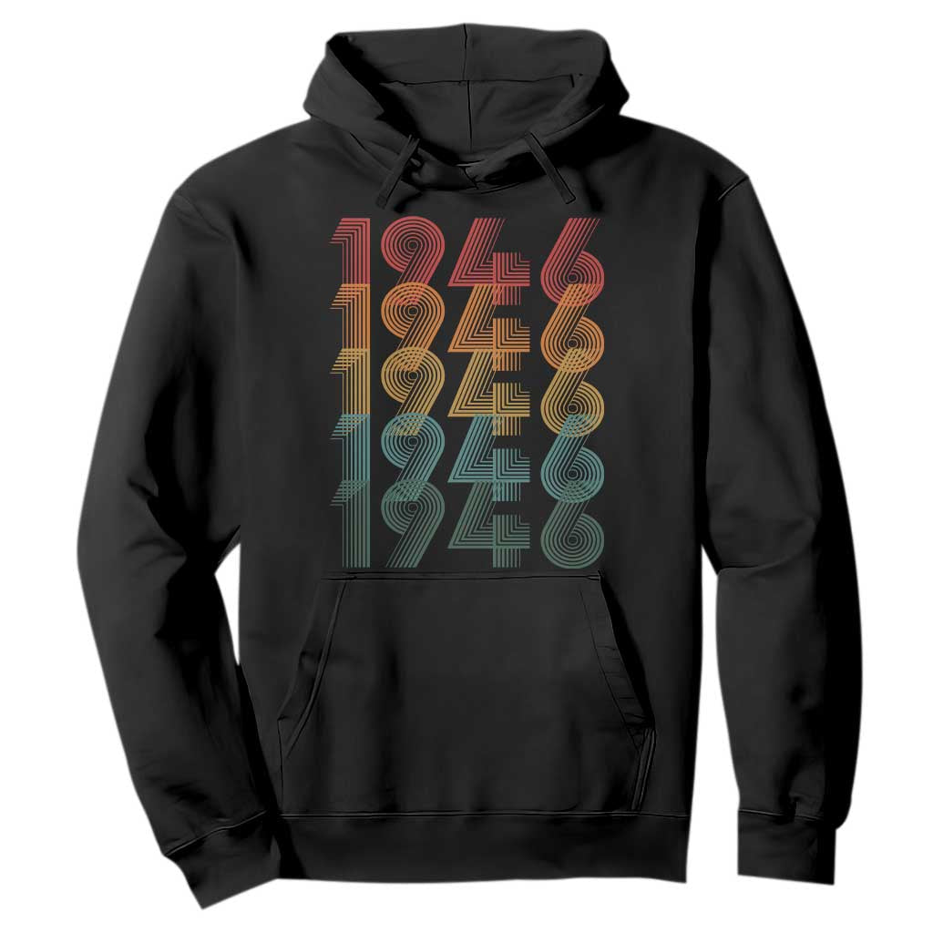 80th Birthday Hoodie Vintage 1946 Retro 80 Years Old Birthday TS11 Black Print Your Wear