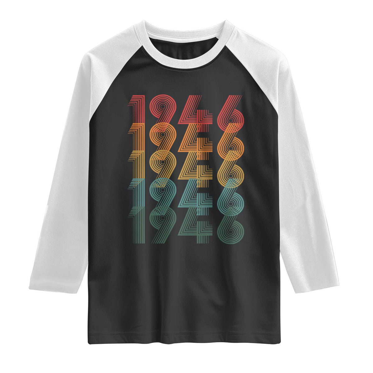 80th Birthday Raglan Shirt Vintage 1946 Retro 80 Years Old Birthday TS11 Black White Print Your Wear