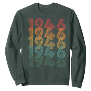 80th Birthday Sweatshirt Vintage 1946 Retro 80 Years Old Birthday TS11 Dark Forest Green Print Your Wear