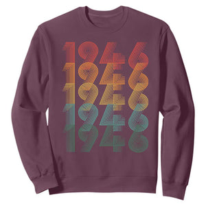 80th Birthday Sweatshirt Vintage 1946 Retro 80 Years Old Birthday TS11 Maroon Print Your Wear