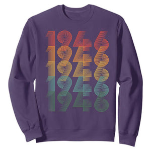 80th Birthday Sweatshirt Vintage 1946 Retro 80 Years Old Birthday TS11 Purple Print Your Wear