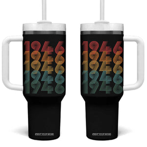 80th Birthday Tumbler With Handle Vintage 1946 Retro 80 Years Old Birthday TS11 One Size: 40 oz Black Print Your Wear