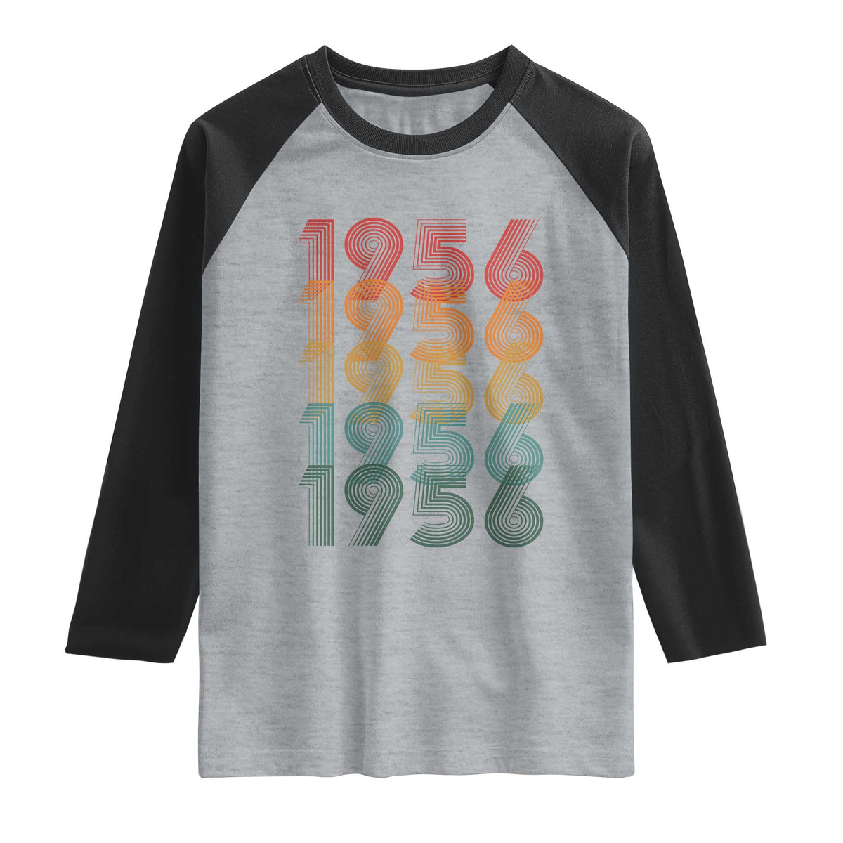 70th Birthday Raglan Shirt Vintage 1956 Retro 70 Years Old Birthday TS11 Heather Gray Black Print Your Wear
