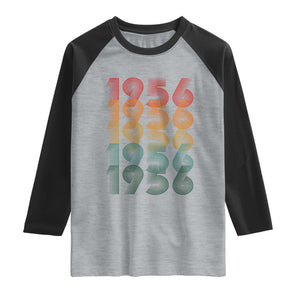 70th Birthday Raglan Shirt Vintage 1956 Retro 70 Years Old Birthday TS11 Heather Gray Black Print Your Wear