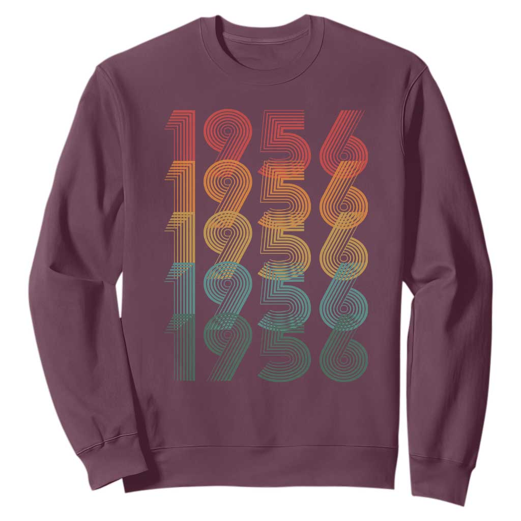 70th Birthday Sweatshirt Vintage 1956 Retro 70 Years Old Birthday TS11 Maroon Print Your Wear