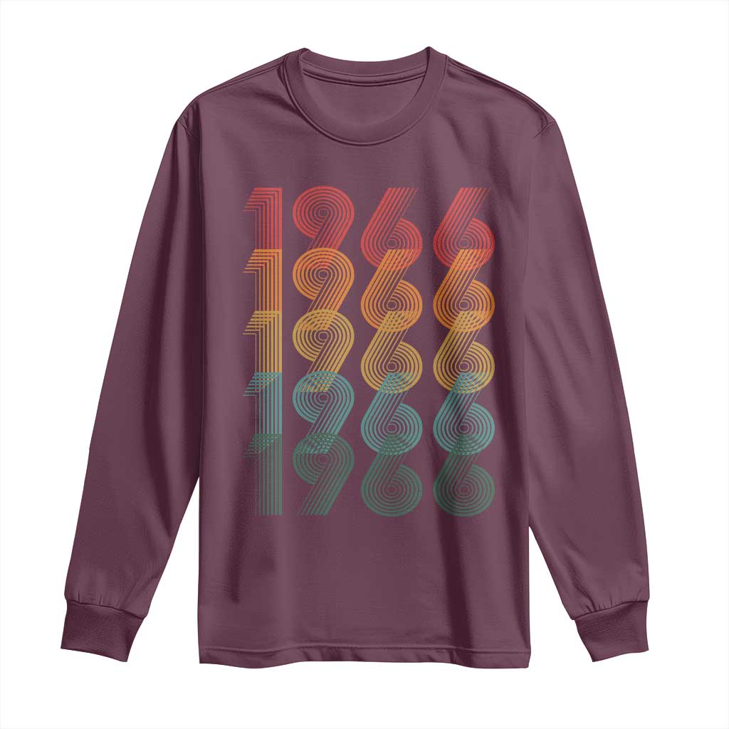 60th Birthday Long Sleeve Shirt Vintage 1966 Retro 60 Years Old Birthday TS11 Maroon Print Your Wear