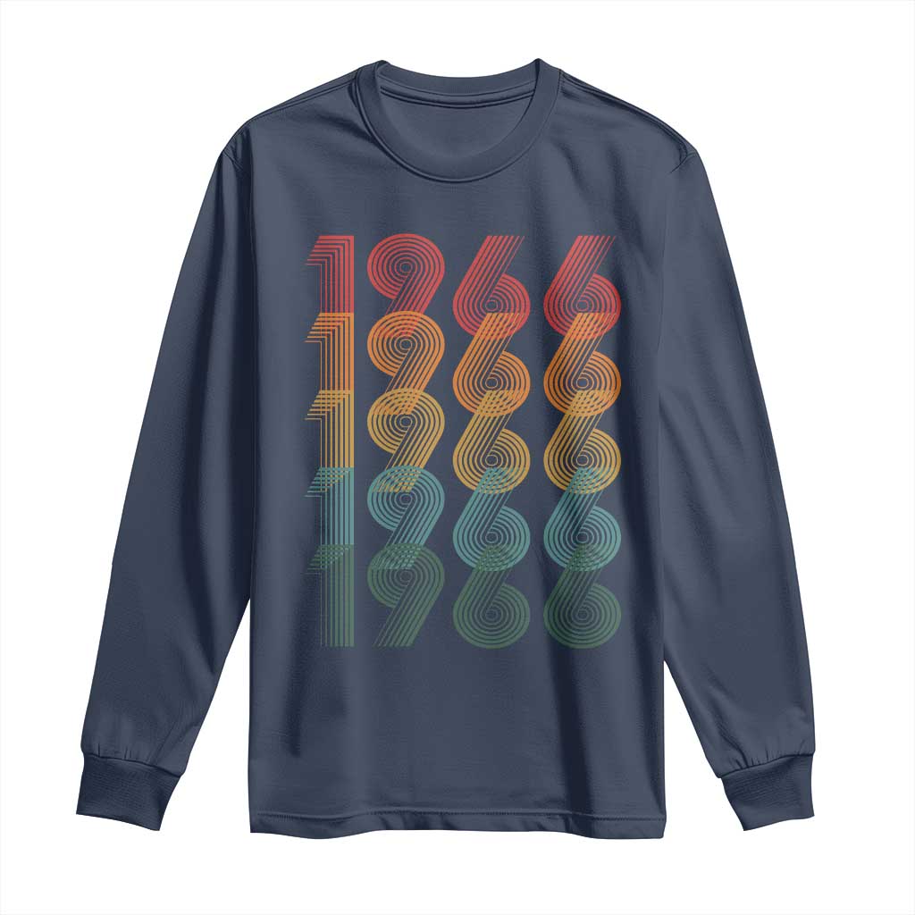 60th Birthday Long Sleeve Shirt Vintage 1966 Retro 60 Years Old Birthday TS11 Navy Print Your Wear