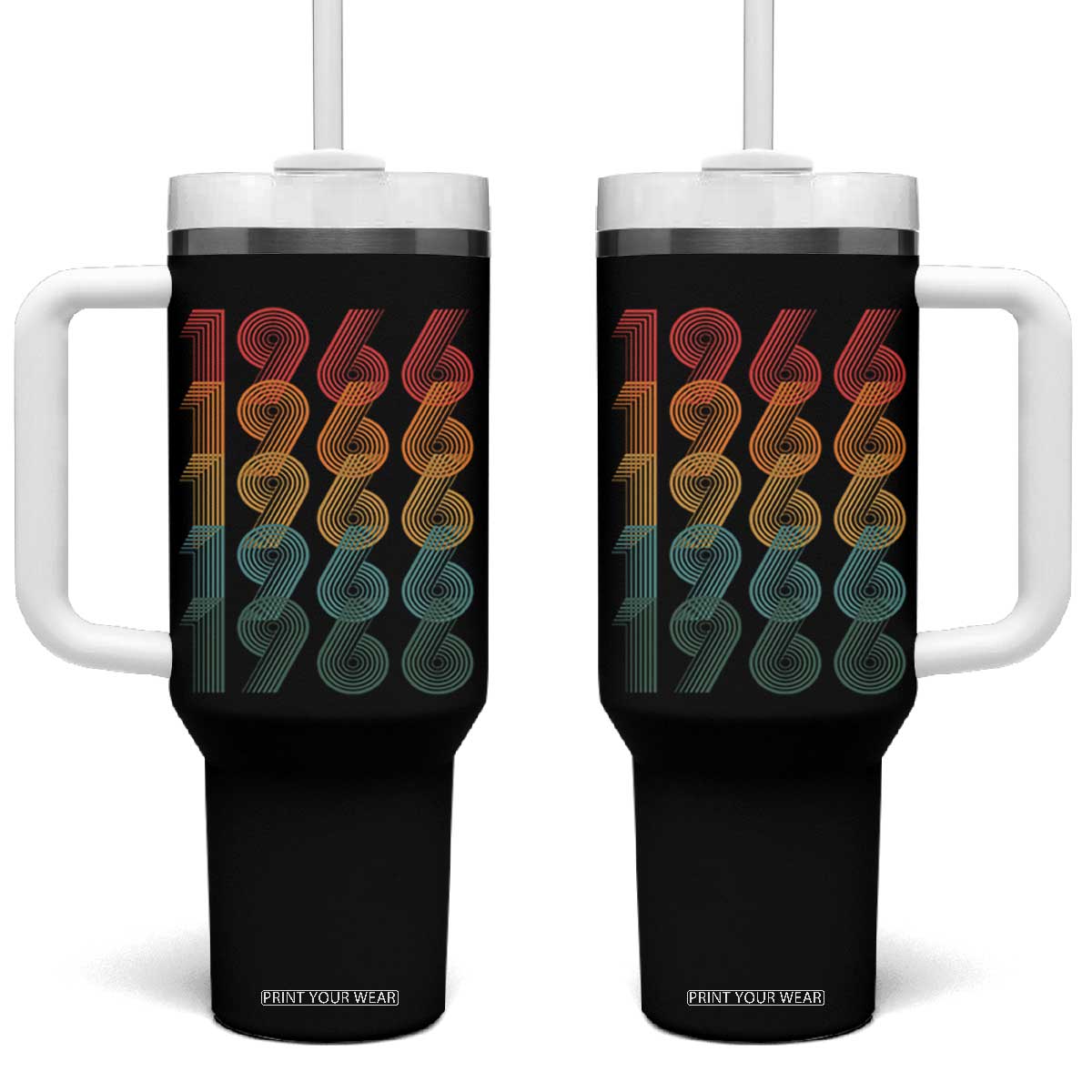 60th Birthday Tumbler With Handle Vintage 1966 Retro 60 Years Old Birthday TS11 One Size: 40 oz Black Print Your Wear