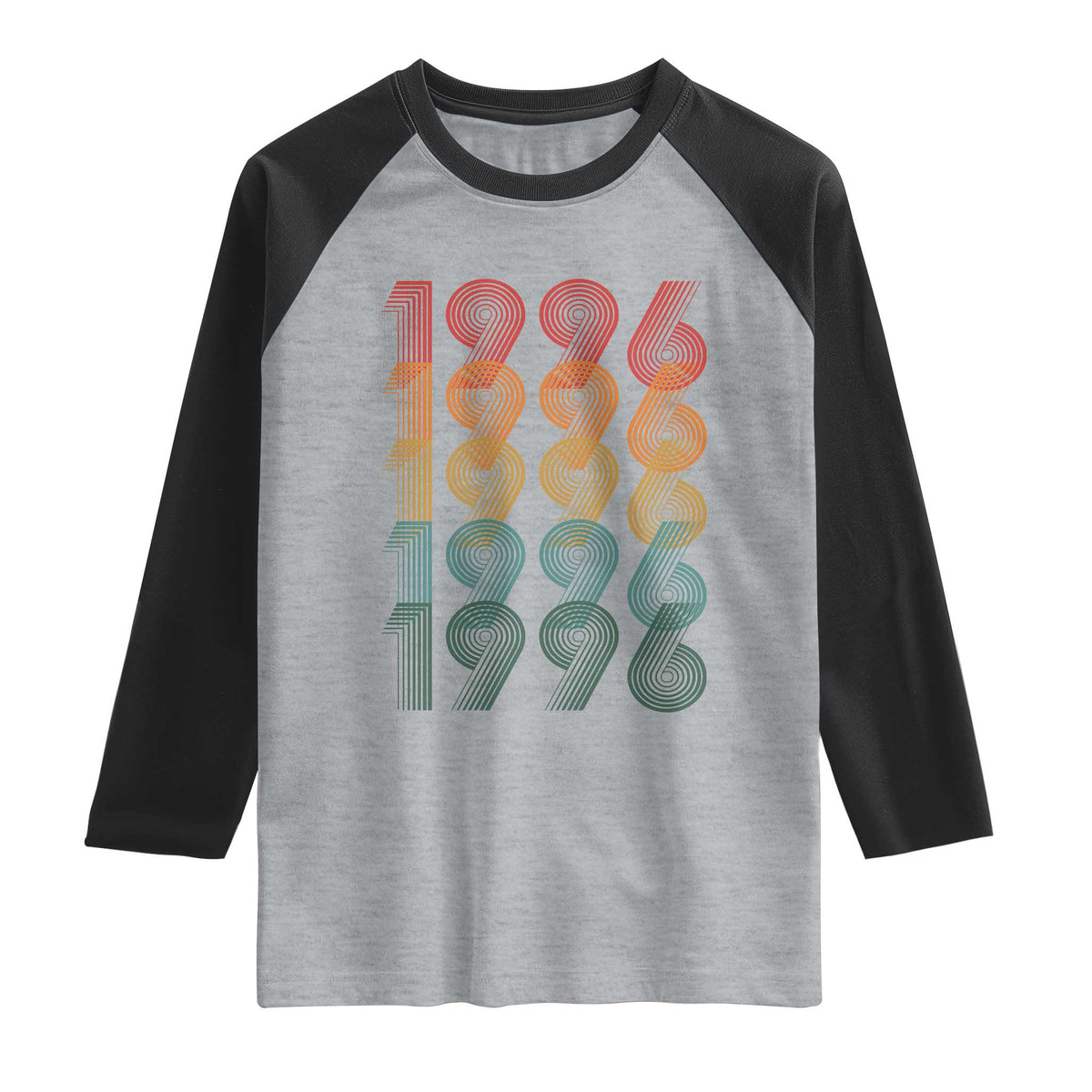 30th Birthday Raglan Shirt Vintage 1996 Retro 30 Years Old Birthday TS11 Heather Gray Black Print Your Wear