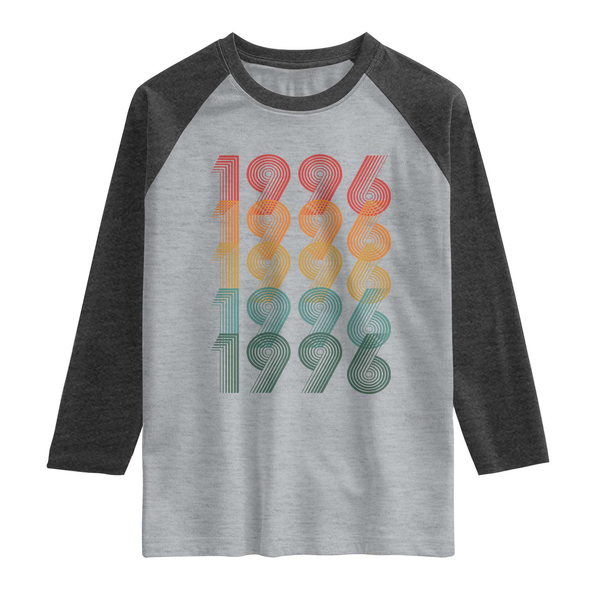 30th Birthday Raglan Shirt Vintage 1996 Retro 30 Years Old Birthday TS11 Heather Gray Heather Charcoal Print Your Wear