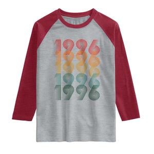 30th Birthday Raglan Shirt Vintage 1996 Retro 30 Years Old Birthday TS11 Heather Gray Heather Red Print Your Wear