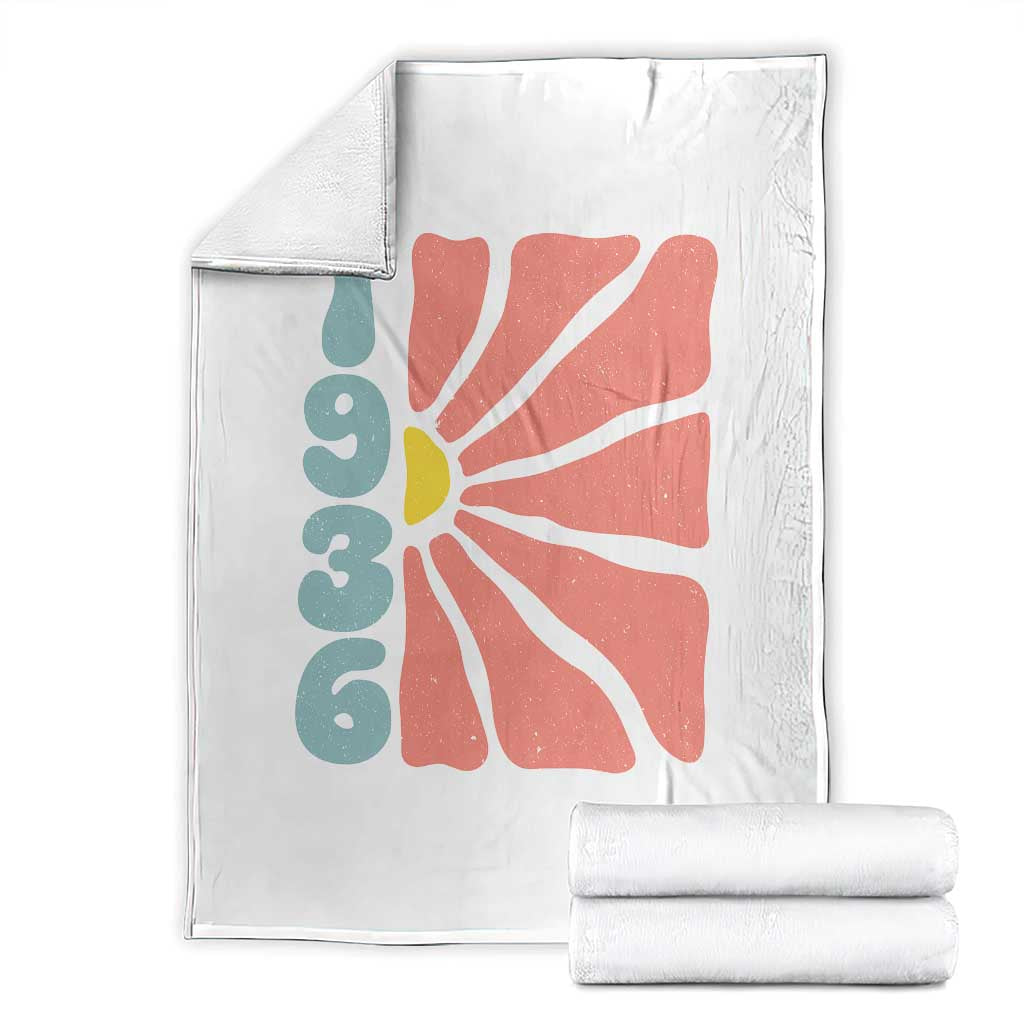 90th Birthday Throw Blanket Vintage 1936 Boho Flowers 90 Years Old Birthday TS11 White Print Your Wear