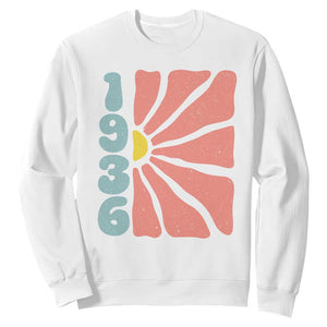 90th Birthday Sweatshirt Vintage 1936 Boho Flowers 90 Years Old Birthday TS11 White Print Your Wear