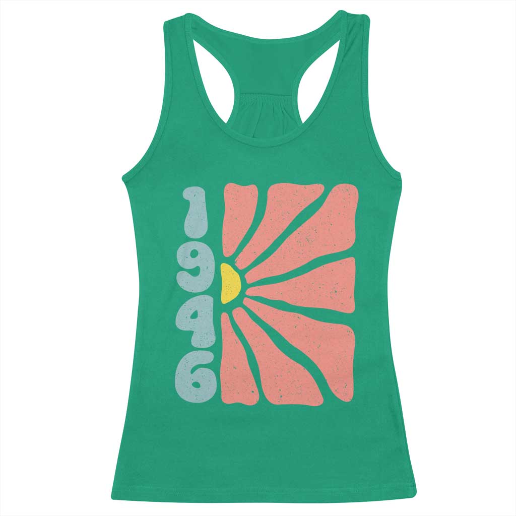 80th Birthday Racerback Tank Top Vintage 1946 Boho Flowers 80 Years Old Birthday TS11 Irish Green Print Your Wear