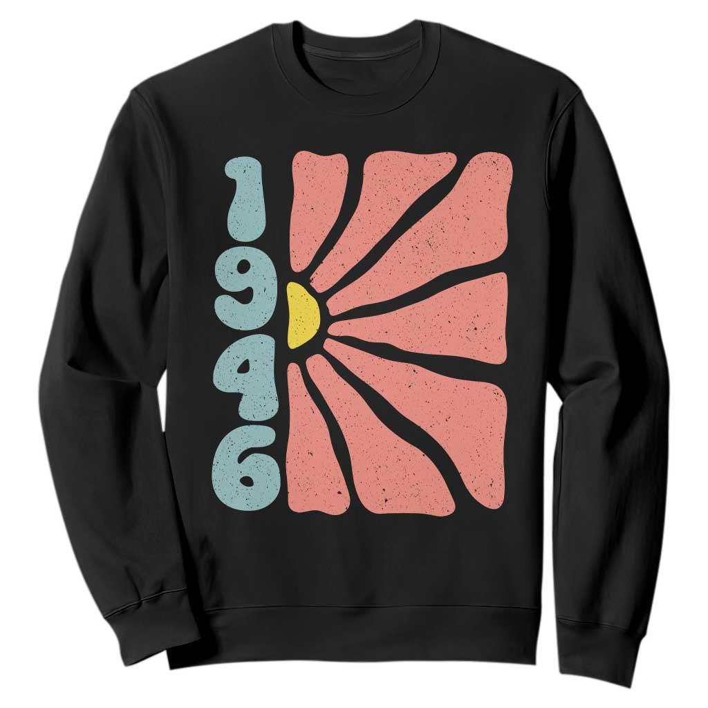80th Birthday Sweatshirt Vintage 1946 Boho Flowers 80 Years Old Birthday TS11 Black Print Your Wear