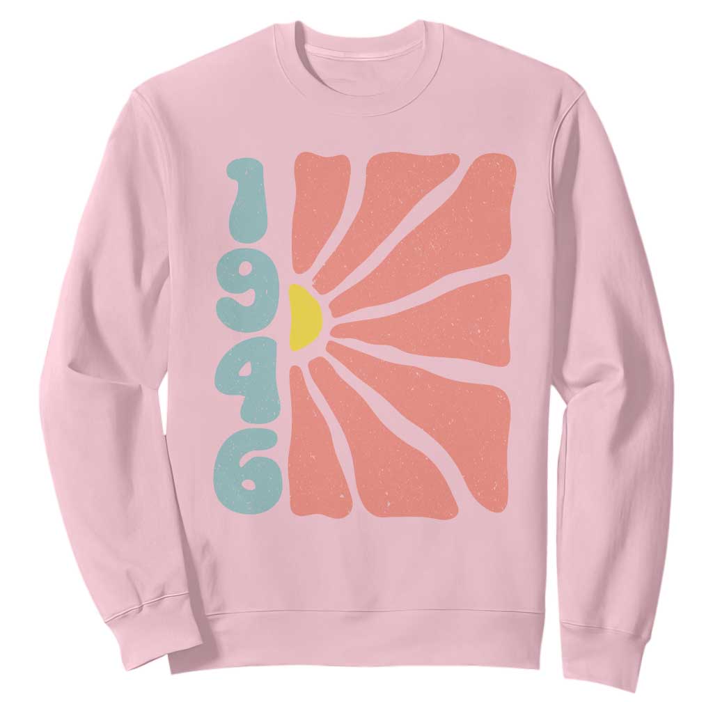 80th Birthday Sweatshirt Vintage 1946 Boho Flowers 80 Years Old Birthday TS11 Light Pink Print Your Wear