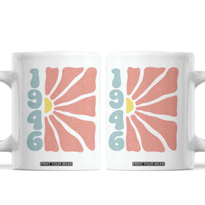 80th Birthday Coffee Mug Vintage 1946 Boho Flowers 80 Years Old Birthday TS11 White Print Your Wear
