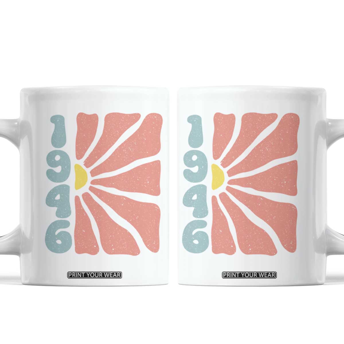 80th Birthday Coffee Mug Vintage 1946 Boho Flowers 80 Years Old Birthday TS11 White Print Your Wear