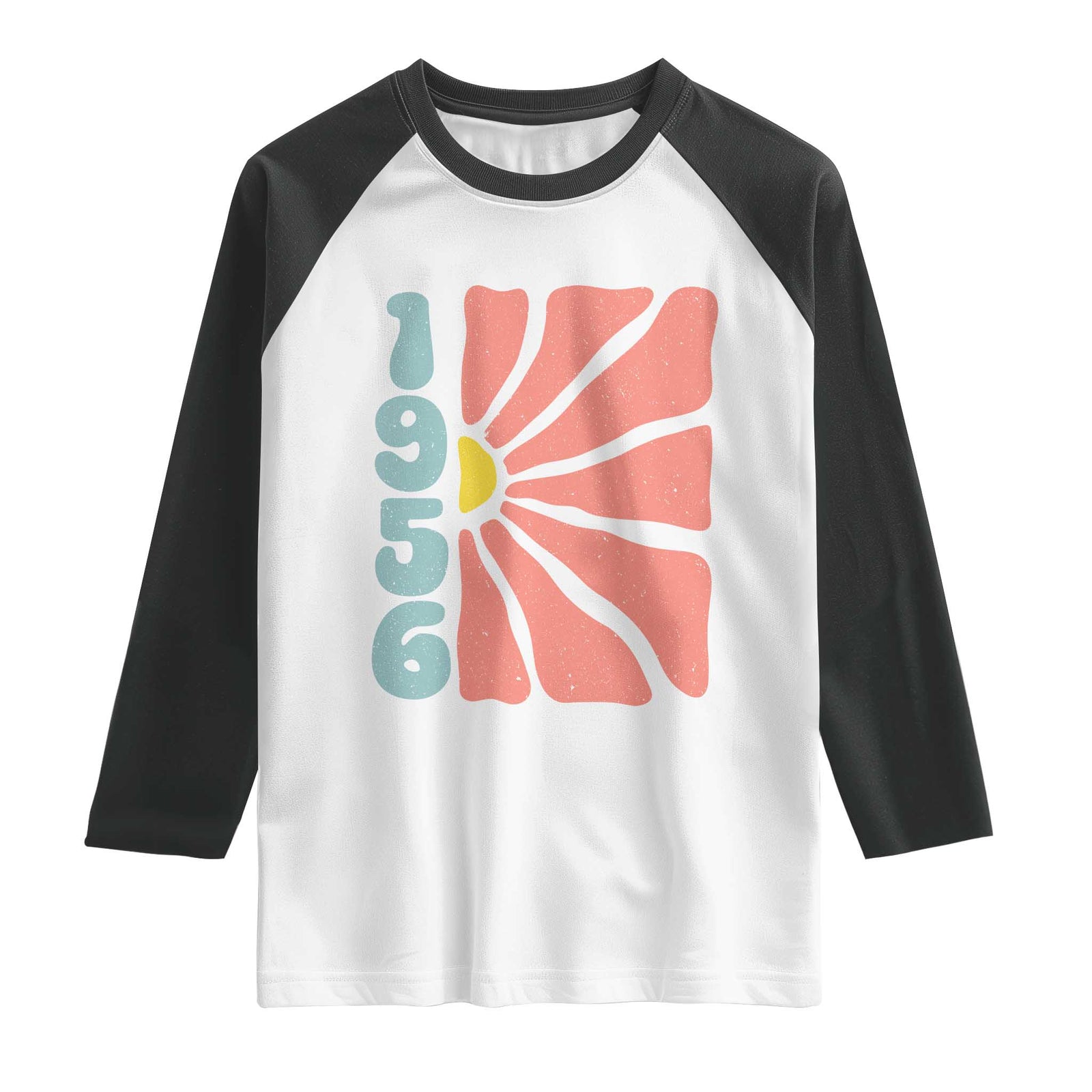 70th Birthday Raglan Shirt Vintage 1956 Boho Flowers 70 Years Old Birthday TS11 White Black Print Your Wear