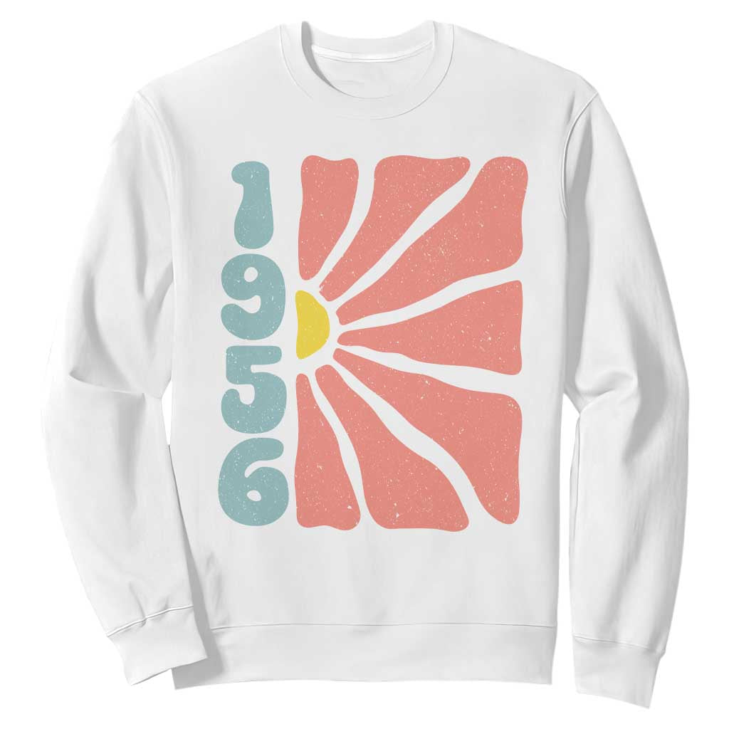 70th Birthday Sweatshirt Vintage 1956 Boho Flowers 70 Years Old Birthday TS11 White Print Your Wear