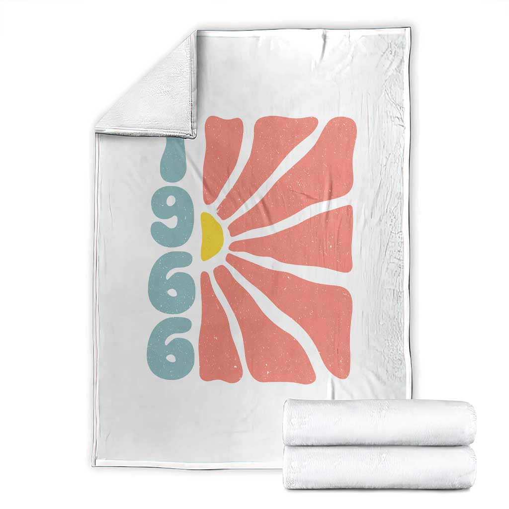 60th Birthday Throw Blanket Vintage 1966 Boho Flowers 60 Years Old Birthday TS11 White Print Your Wear