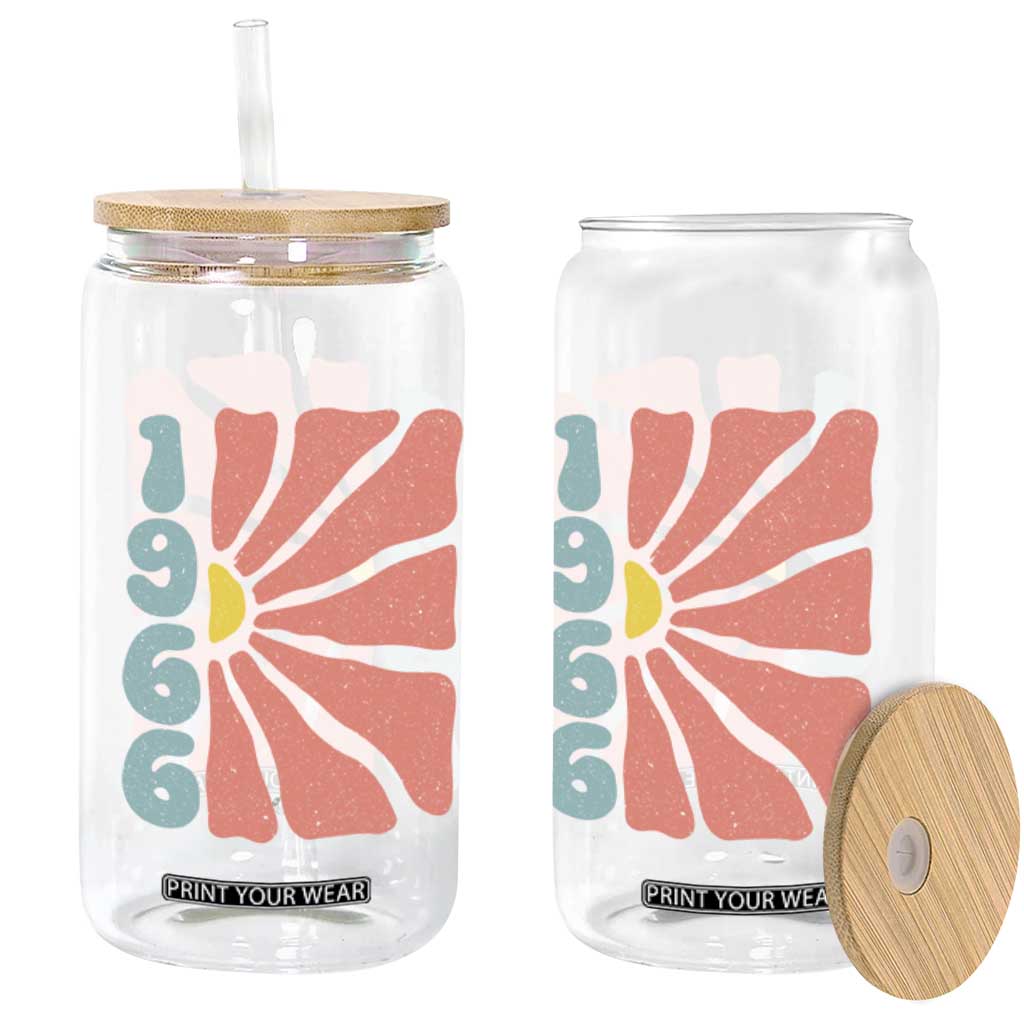 60th Birthday Glass Can Vintage 1966 Boho Flowers 60 Years Old Birthday TS11 Print Your Wear