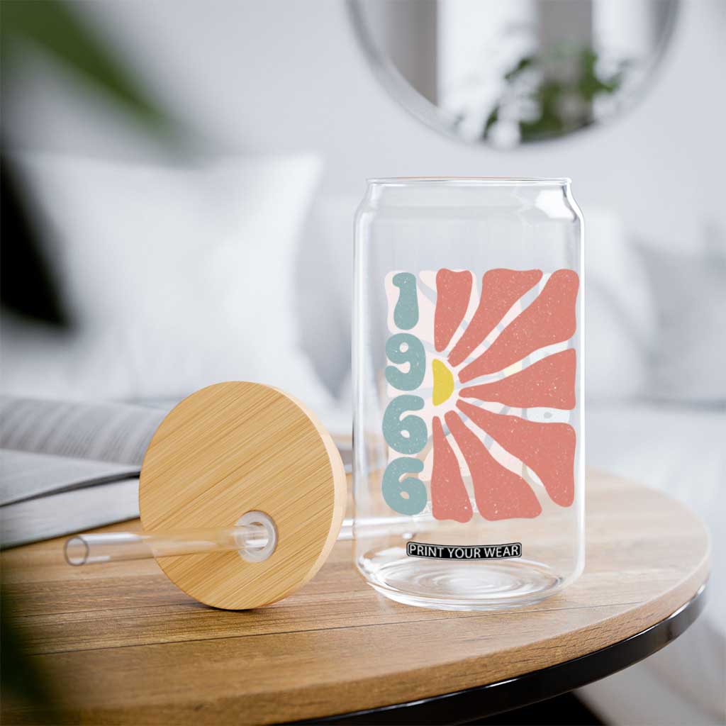 60th Birthday Glass Can Vintage 1966 Boho Flowers 60 Years Old Birthday TS11 Print Your Wear