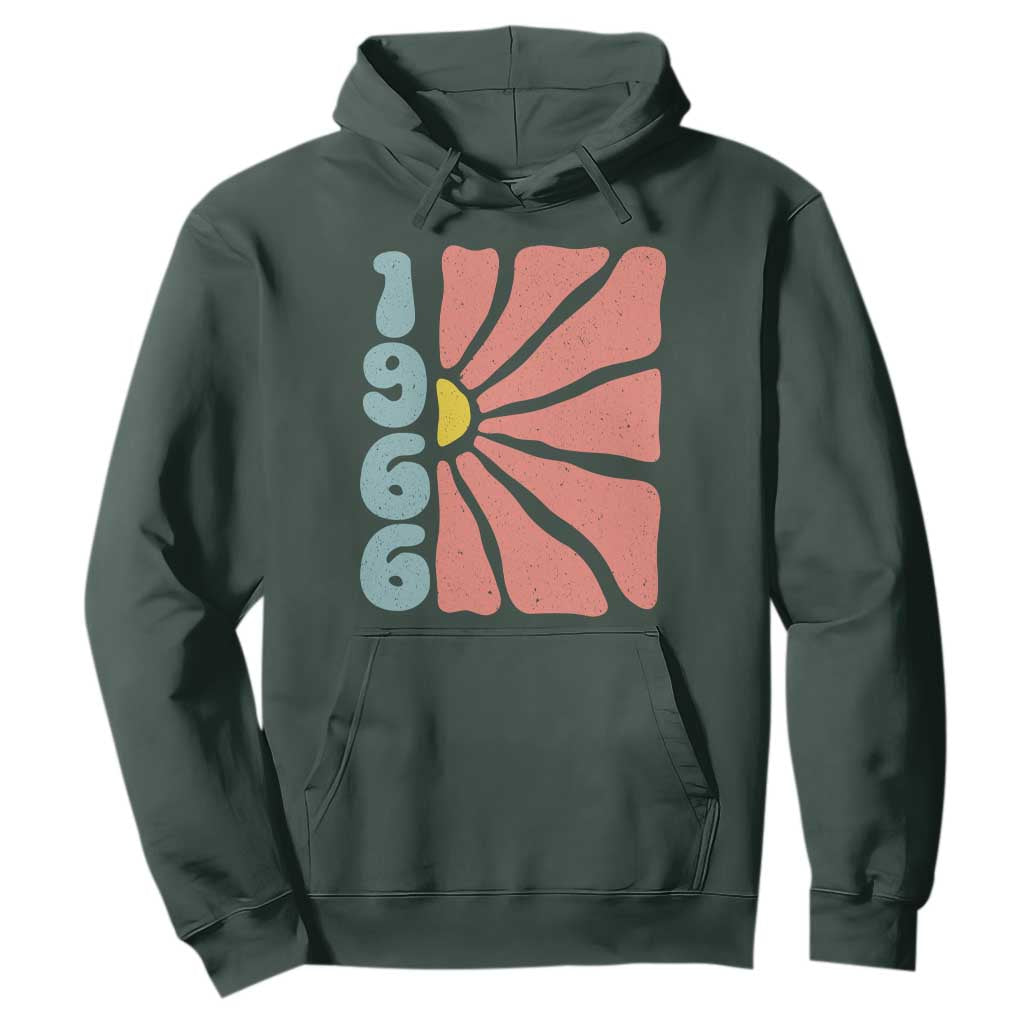 60th Birthday Hoodie Vintage 1966 Boho Flowers 60 Years Old Birthday TS11 Dark Forest Green Print Your Wear