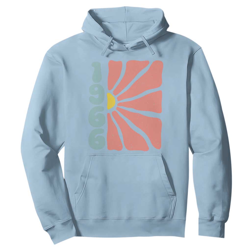 60th Birthday Hoodie Vintage 1966 Boho Flowers 60 Years Old Birthday TS11 Light Blue Print Your Wear